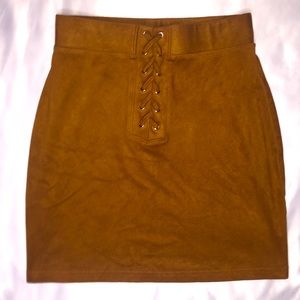 Suede mini skirt